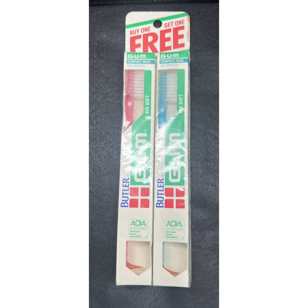2 VTG NOS Gum Butler Soft Angle Compact Head Toothbrush 409
